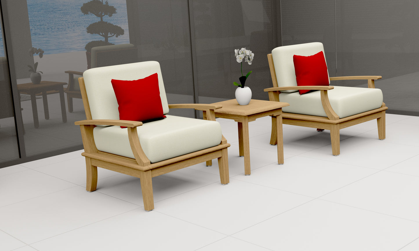 3 Piece Somer Lounge Set: Lounge Chairs with Napa Side Table